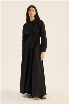 Kırışık Dokulu Elbise Siyah