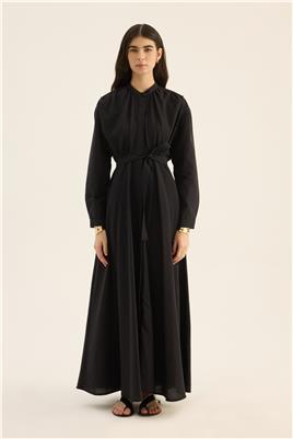 Kırışık Dokulu Elbise Siyah