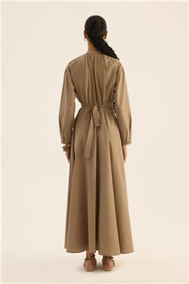 Kırışık Dokulu Elbise Vizon