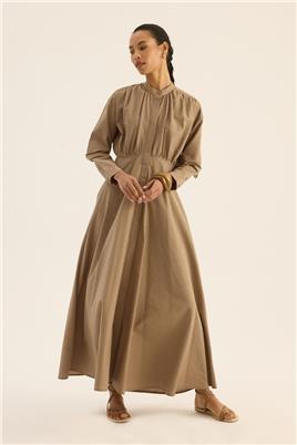 Kırışık Dokulu Elbise Vizon