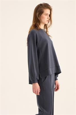 Kısa Modal Sweatshirt Lacivert