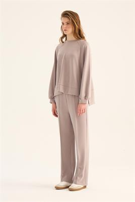 Kısa Modal Sweatshirt Vizon