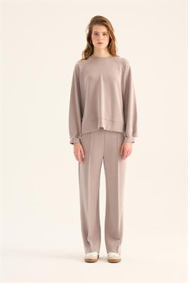 Kısa Modal Sweatshirt Vizon