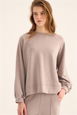 Kısa Modal Sweatshirt Vizon