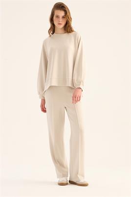 Kısa Modal Sweatshirt Taş