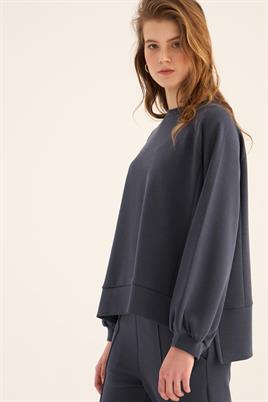 Kısa Modal Sweatshirt Lacivert