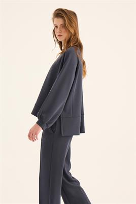 Kısa Modal Sweatshirt Lacivert