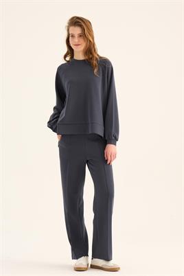 Kısa Modal Sweatshirt Lacivert