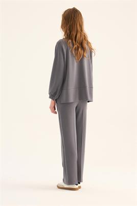 Kısa Modal Sweatshirt Koyu Gri