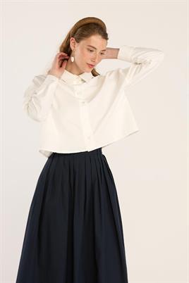 Kısa Poplin Gömlek Ekru