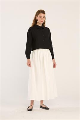 Kısa Poplin Gömlek Siyah