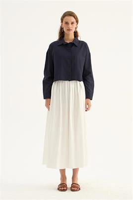 Kısa Poplin Gömlek Lacivert