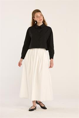 Kısa Poplin Gömlek Siyah