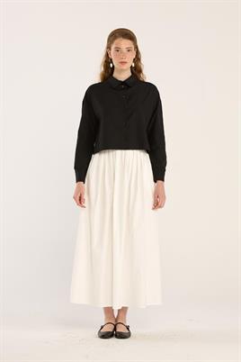 Kısa Poplin Gömlek Siyah