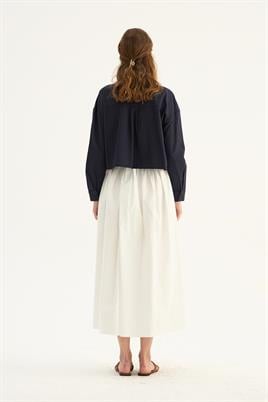 Kısa Poplin Gömlek Lacivert