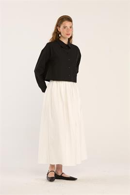 Kısa Poplin Gömlek Siyah