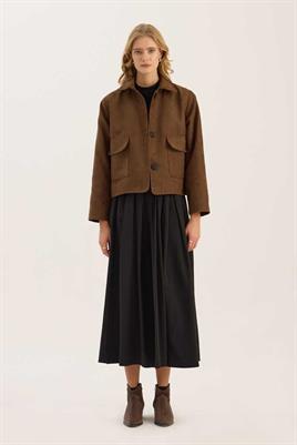 Kısa Süet Ceket Koyu camel