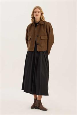 Kısa Süet Ceket Koyu camel