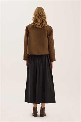 Kısa Süet Ceket Koyu camel