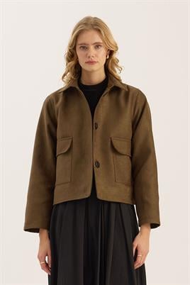 Kısa Süet Ceket Haki