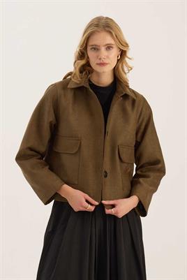Kısa Süet Ceket Haki