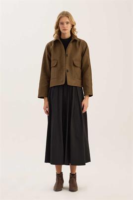 Kısa Süet Ceket Haki