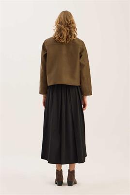 Kısa Süet Ceket Haki