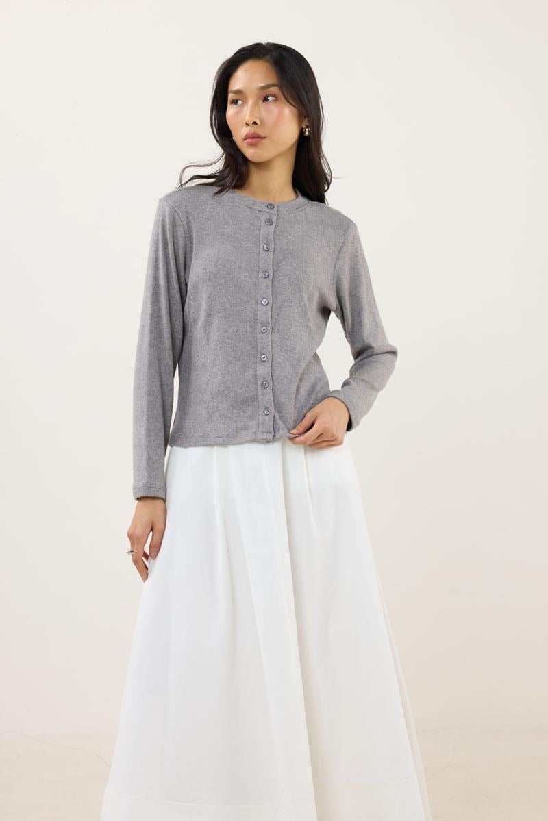 Kısa Triko Hırka Gri