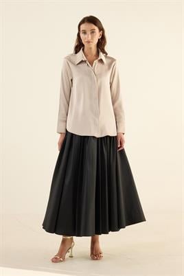 Klasik Saten Gömlek Bej