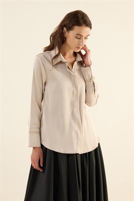 Klasik Saten Gömlek Bej