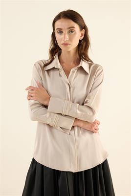 Klasik Saten Gömlek Bej