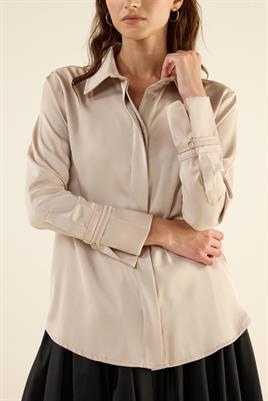 Klasik Saten Gömlek Bej