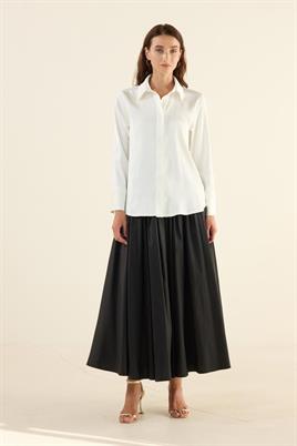 Klasik Saten Gömlek Ekru