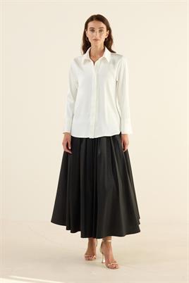 Klasik Saten Gömlek Ekru