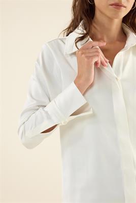 Klasik Saten Gömlek Ekru