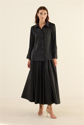 Klasik Saten Gömlek Siyah