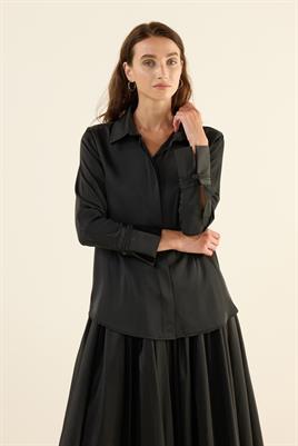 Klasik Saten Gömlek Siyah