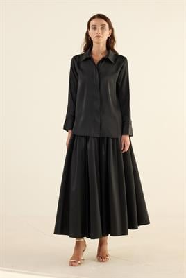 Klasik Saten Gömlek Siyah