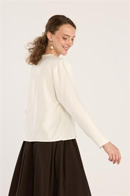 Klasik Tensel Bluz Ekru