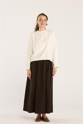 Klasik Tensel Bluz Ekru