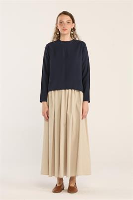 Klasik Tensel Bluz Lacivert