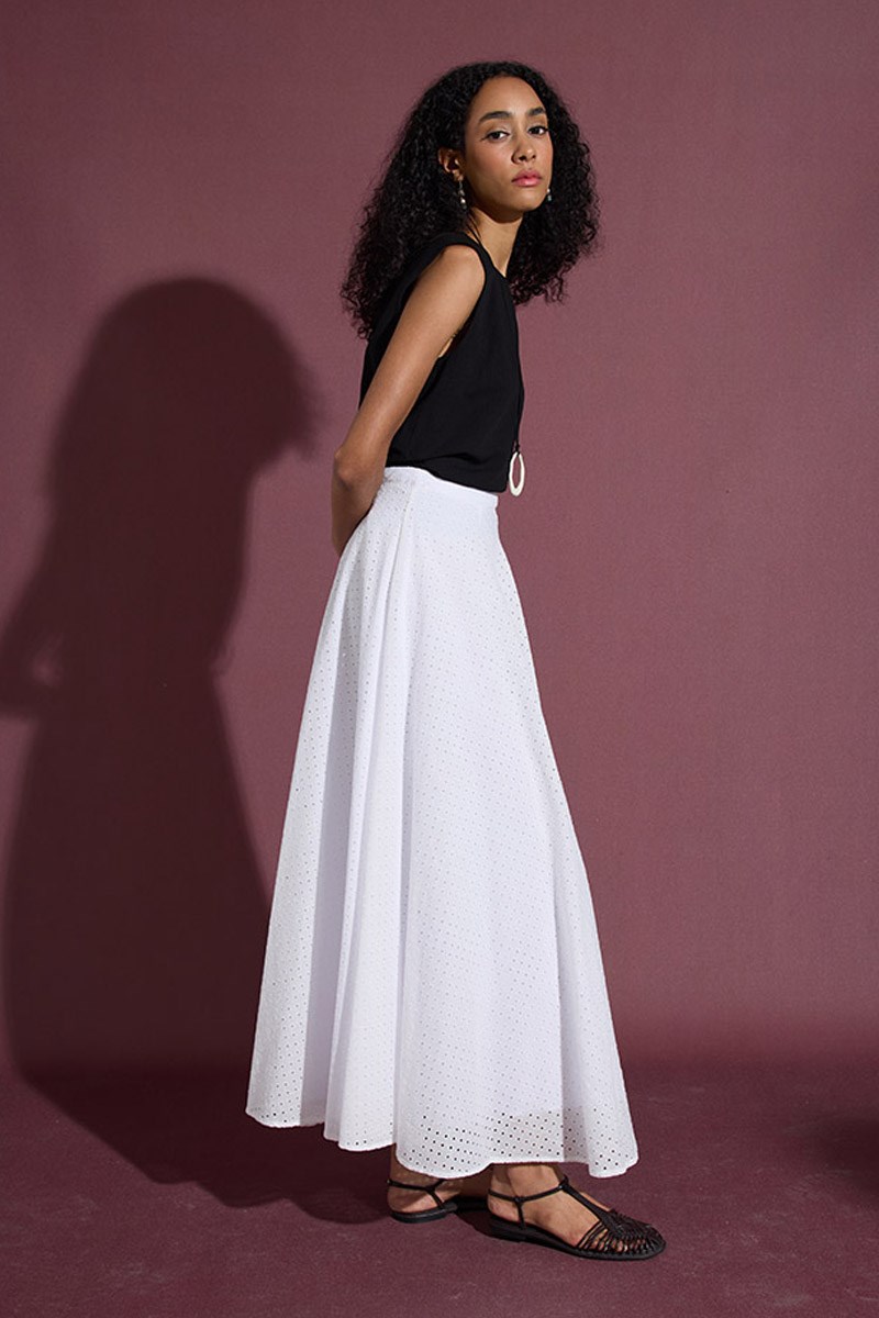 Kloş Kesim Brode Etek Ekru