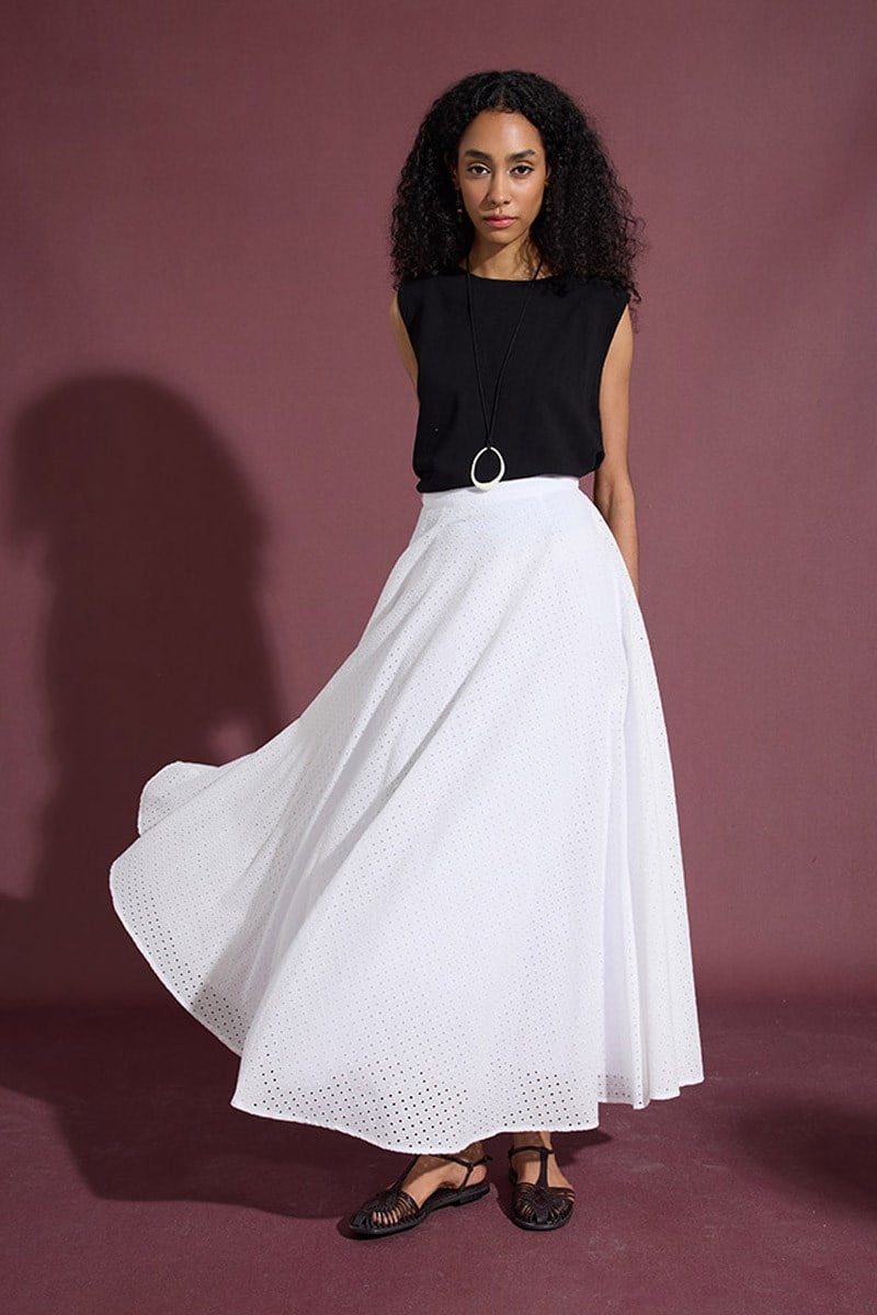 Kloş Kesim Brode Etek Ekru