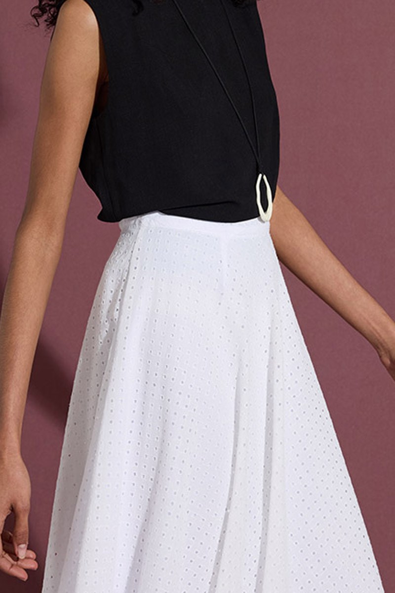 Kloş Kesim Brode Etek Ekru