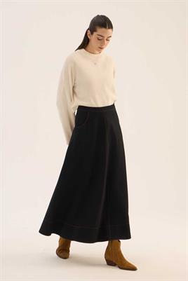 Kloş Kesim Kot Etek Siyah