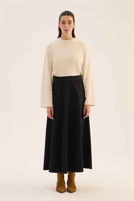 Kloş Kesim Kot Etek Siyah