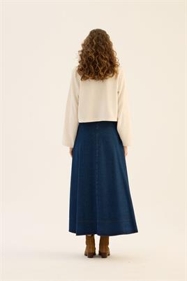 Kloş Kesim Kot Etek Lacivert