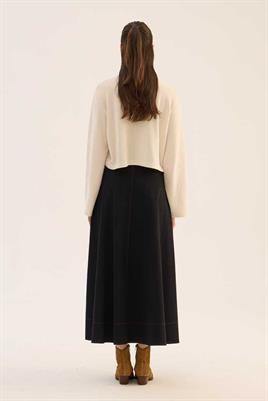 Kloş Kesim Kot Etek Siyah