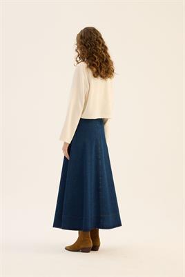 Kloş Kesim Kot Etek Lacivert