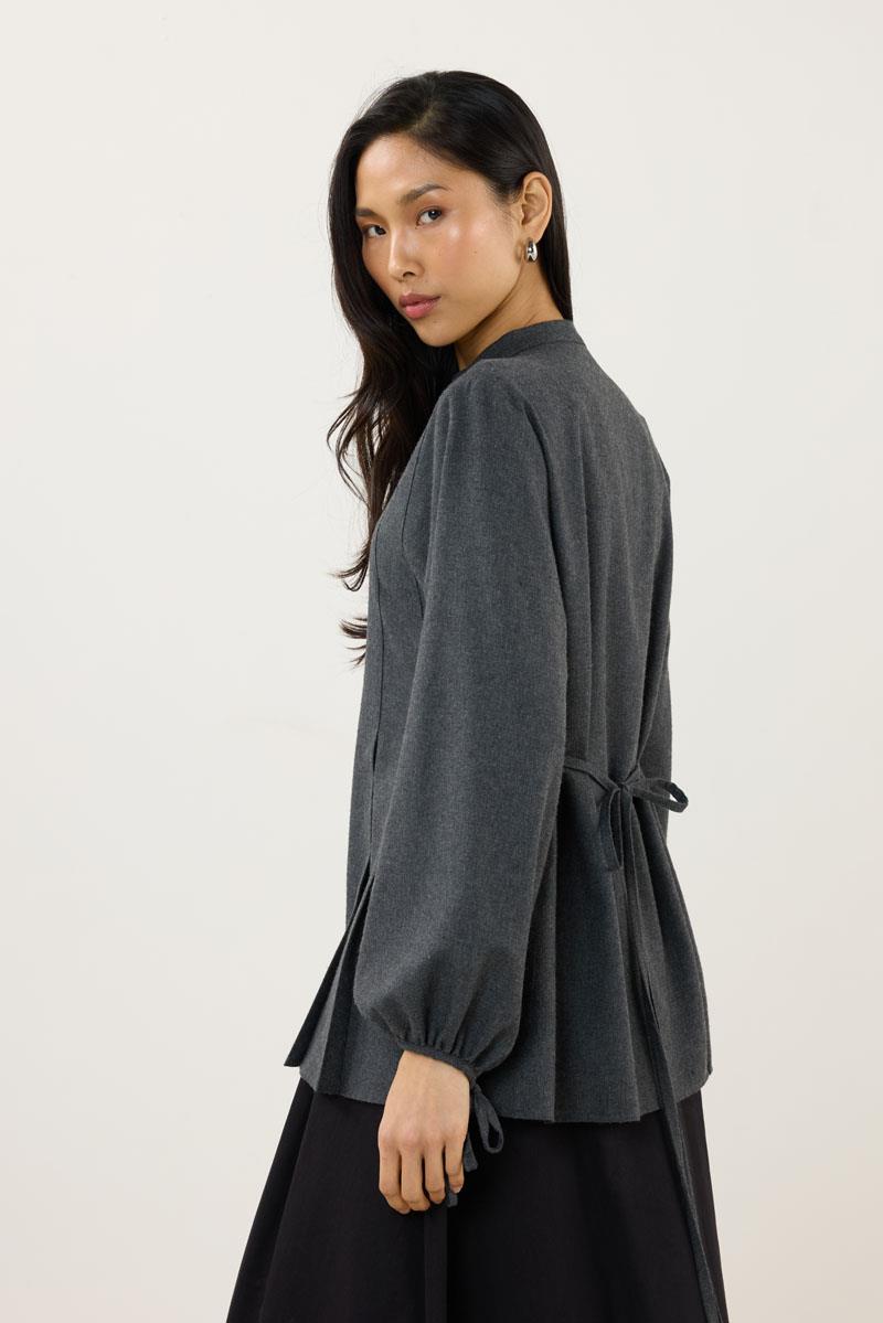 Kol Bağcıklı Kalın Gömlek Antrasit